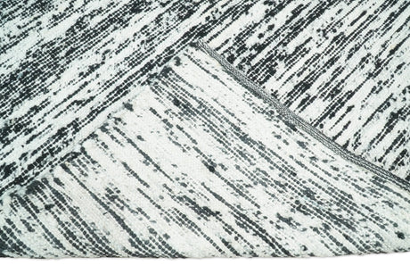 Hand Made 5x8 Black and Ivory Wool Area Rug