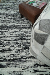 Hand Made 5x8 Black and Ivory Wool Area Rug