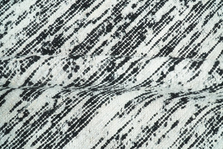 Hand Made 5x8 Black and Ivory Wool Area Rug