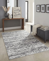 Hand Made 5x8 Black and Ivory Wool Area Rug