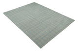 Hand Made 8x10 Modern Geometric striped Beige and Silver Blended Wool Area Rug