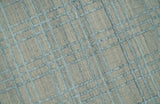 Hand Made 8x10 Modern Geometric striped Beige and Silver Blended Wool Area Rug