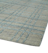 Hand Made 8x10 Modern Geometric striped Beige and Silver Blended Wool Area Rug