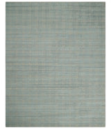 Hand Made 8x10 Modern Geometric striped Beige and Silver Blended Wool Area Rug
