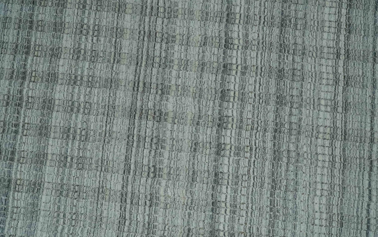 Hand Made 8x10 Modern Stripes Charcoal And Gray Blended Wool Area Rug