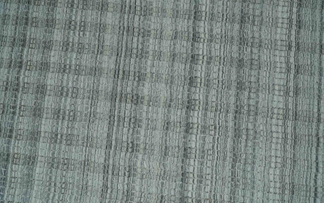 Hand Made 8x10 Modern Stripes Charcoal And Gray Blended Wool Area Rug