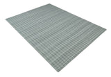Hand Made 8x10 Modern Stripes Charcoal And Gray Blended Wool Area Rug