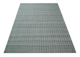 Hand Made 8x10 Modern Stripes Charcoal And Gray Blended Wool Area Rug