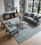 Hand Made 8x10 Modern Stripes Charcoal And Gray Blended Wool Area Rug