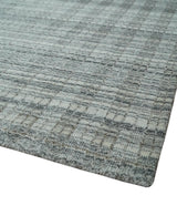 Hand Made 8x10 Modern Stripes Charcoal And Gray Blended Wool Area Rug