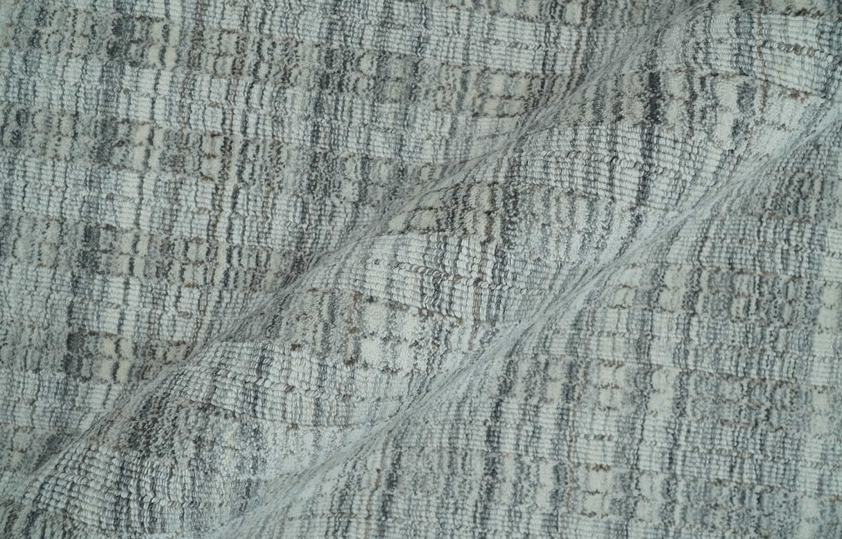 Hand Made 8x10 Modern Stripes Charcoal And Gray Blended Wool Area Rug