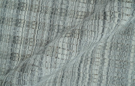 Hand Made 8x10 Modern Stripes Charcoal And Gray Blended Wool Area Rug