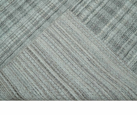 Hand Made 8x10 Modern Stripes Charcoal And Gray Blended Wool Area Rug