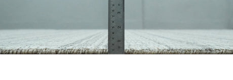 Hand Made 8x10 Modern Stripes Charcoal And Gray Blended Wool Area Rug