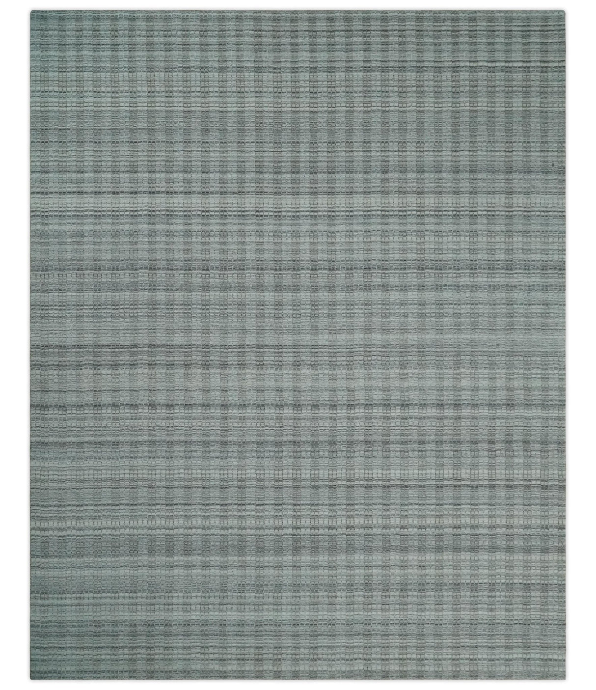 Hand Made 8x10 Modern Stripes Charcoal And Gray Blended Wool Area Rug