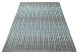 Hand Made 8x10 Modern Stripes Peach, Gray and Silver Blended Wool Area Rug