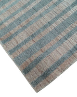 Hand Made 8x10 Modern Stripes Peach, Gray and Silver Blended Wool Area Rug
