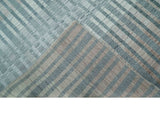 Hand Made 8x10 Modern Stripes Peach, Gray and Silver Blended Wool Area Rug