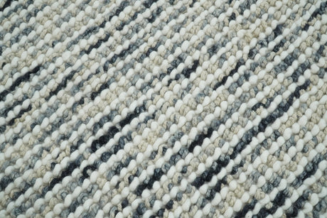 Hand Made Beige and Charcoal Wool Area Rug
