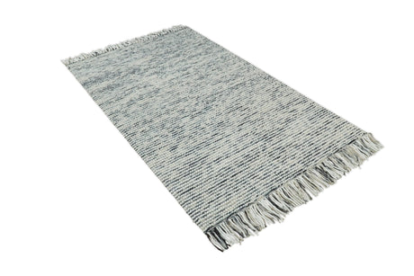 Hand Made Beige and Charcoal Wool Area Rug