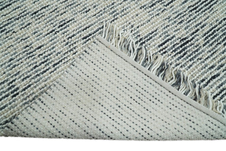 Hand Made Beige and Charcoal Wool Area Rug