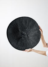 Hand-Painted Black Binga Flat Basket-Wall Basket-Parc Decor