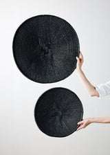 Hand-Painted Black Binga Flat Basket-Wall Basket-Parc Decor