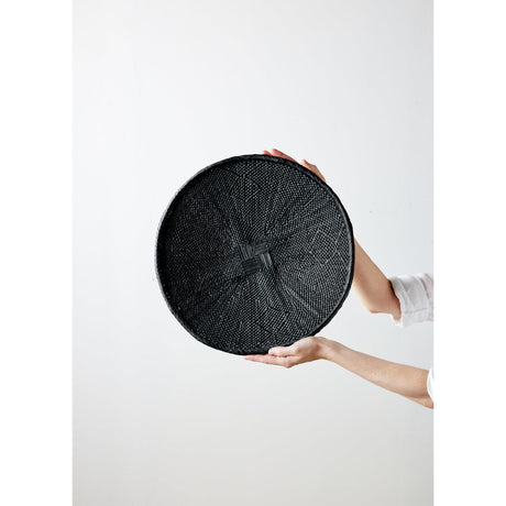 Hand-Painted Black Binga Flat Basket