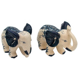 Hand-painted Ceramic Embera and Nyala Elephants - Pair