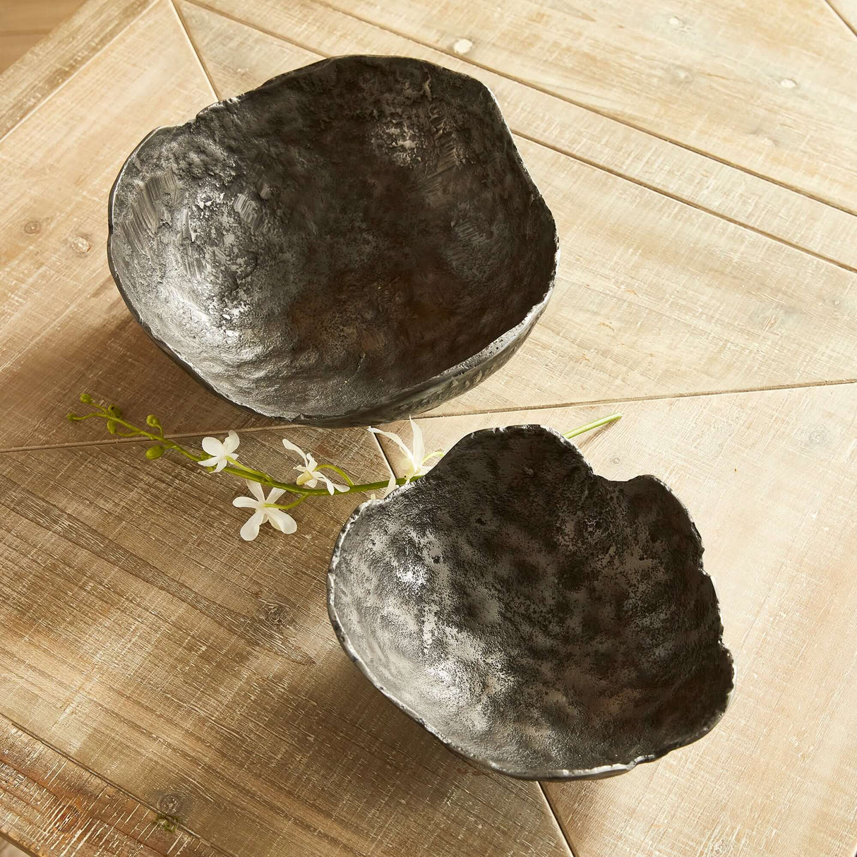 Hand-Sculpted Bronze Decorative Bowls (Set of 2)-Bowl-Parc Decor