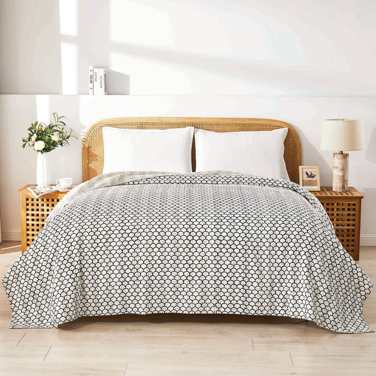 Hand Stitched Block Print Kantha Coverlets-Coverlet-Parc Decor