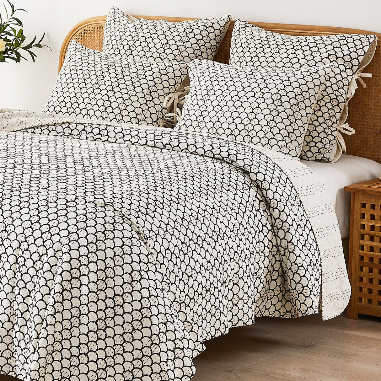 Hand Stitched Block Print Kantha Coverlets-Coverlet-Parc Decor