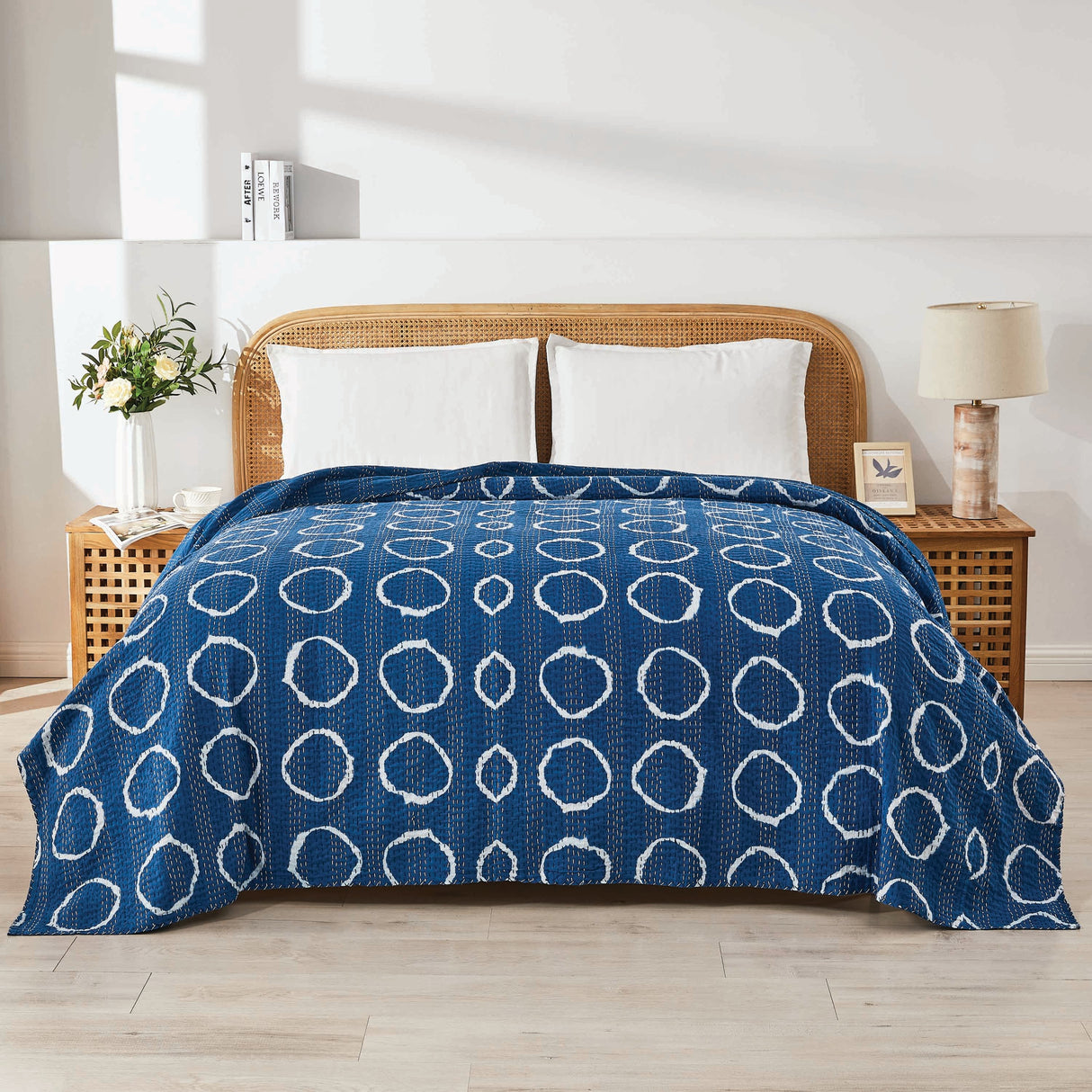 Hand Stitched Block Print Kantha Coverlets-Coverlet-Parc Decor