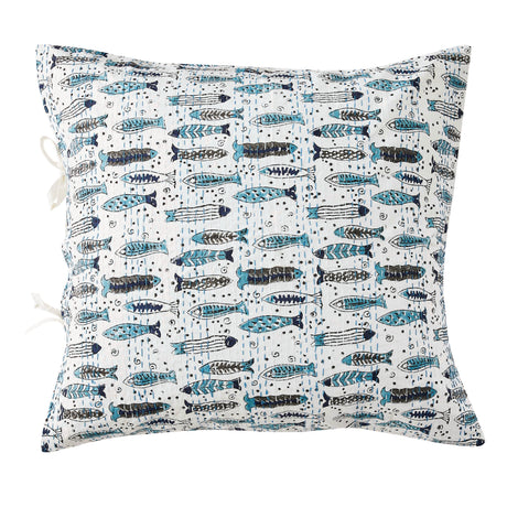 Hand Stitched Block Print Kantha Pillow Sham Pairs-Pillow Sham-Parc Decor