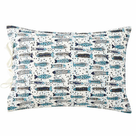 Hand Stitched Block Print Kantha Pillow Sham Pairs-Pillow Sham-Parc Decor