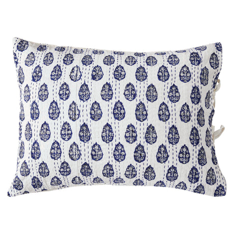 Hand Stitched Block Print Kantha Pillow Sham Pairs-Pillow Sham-Parc Decor