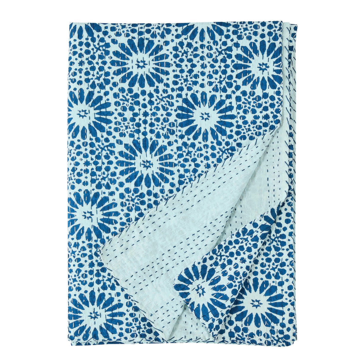 Hand Stitched Block Print Kantha Throws-Throw-Parc Decor