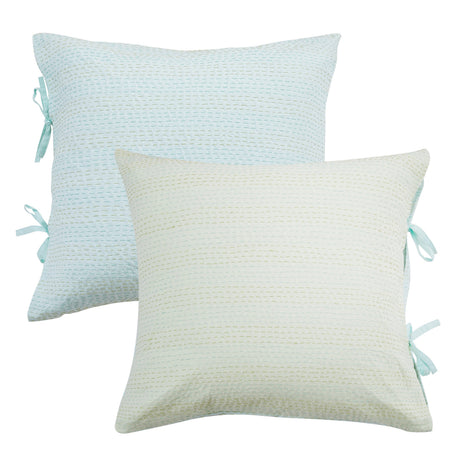 Hand Stitched Reversible Kantha Pillow Sham Pairs
