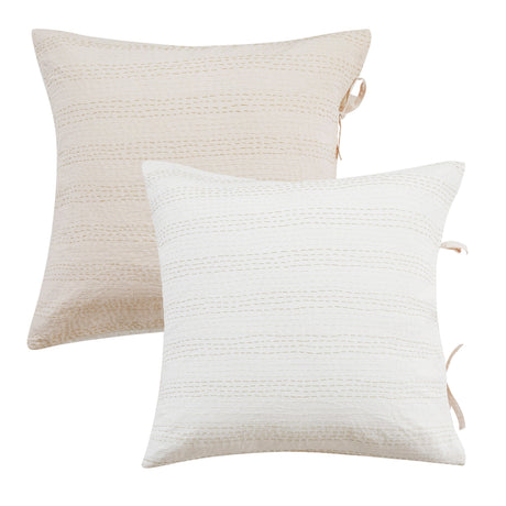 Hand Stitched Reversible Kantha Pillow Sham Pairs