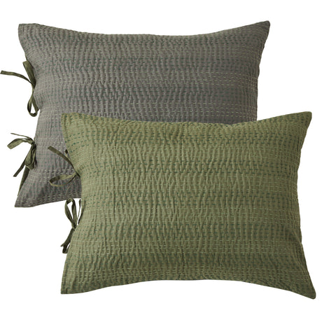 Hand Stitched Reversible Kantha Pillow Sham Pairs-Pillow Sham-Parc Decor