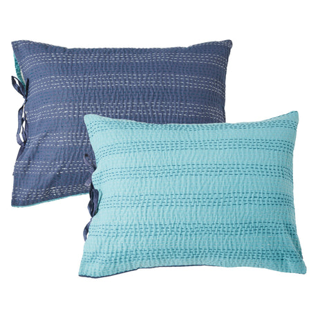 Hand Stitched Reversible Kantha Pillow Sham Pairs-Pillow Sham-Parc Decor