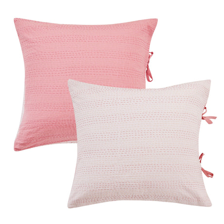 Hand Stitched Reversible Kantha Pillow Sham Pairs-Pillow Sham-Parc Decor