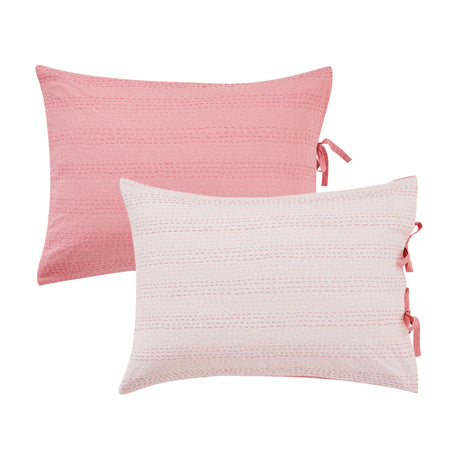 Hand Stitched Reversible Kantha Pillow Sham Pairs-Pillow Sham-Parc Decor