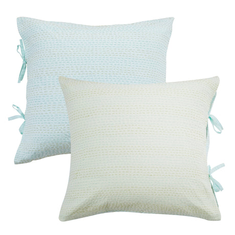 Hand Stitched Reversible Kantha Pillow Sham Pairs-Pillow Sham-Parc Decor