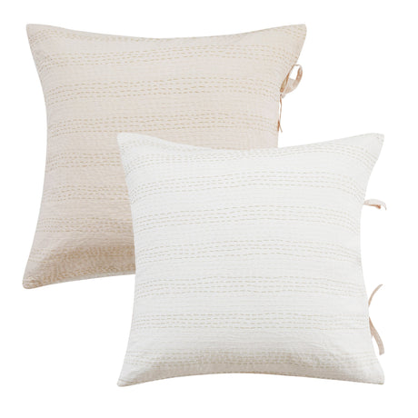 Hand Stitched Reversible Kantha Pillow Sham Pairs-Pillow Sham-Parc Decor