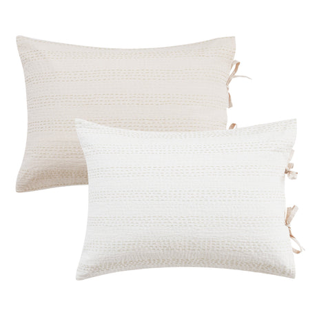 Hand Stitched Reversible Kantha Pillow Sham Pairs-Pillow Sham-Parc Decor