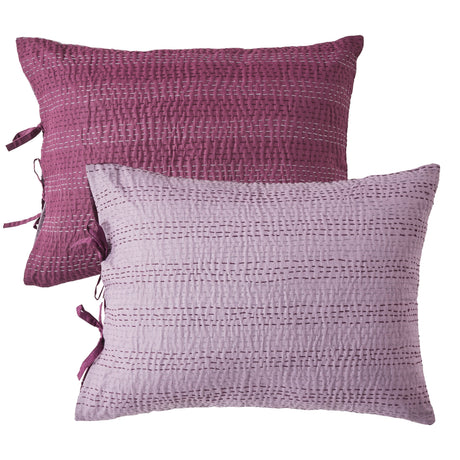 Hand Stitched Reversible Kantha Pillow Sham Pairs-Pillow Sham-Parc Decor
