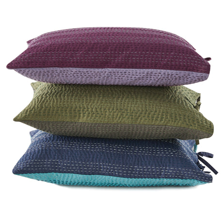 Hand Stitched Reversible Kantha Pillow Sham Pairs-Pillow Sham-Parc Decor