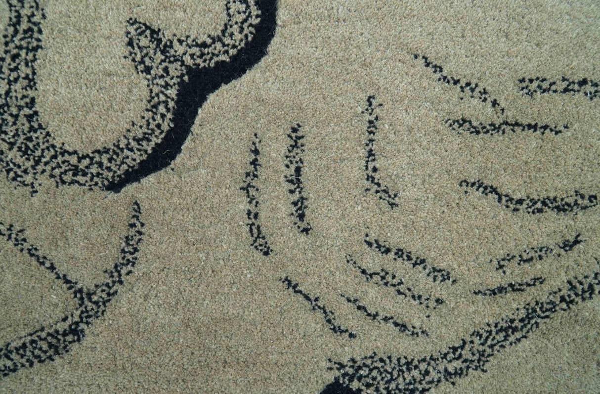 Hand Tufted 2x3 Animal Beige Elephant Wool Area Rug-Parc Decor