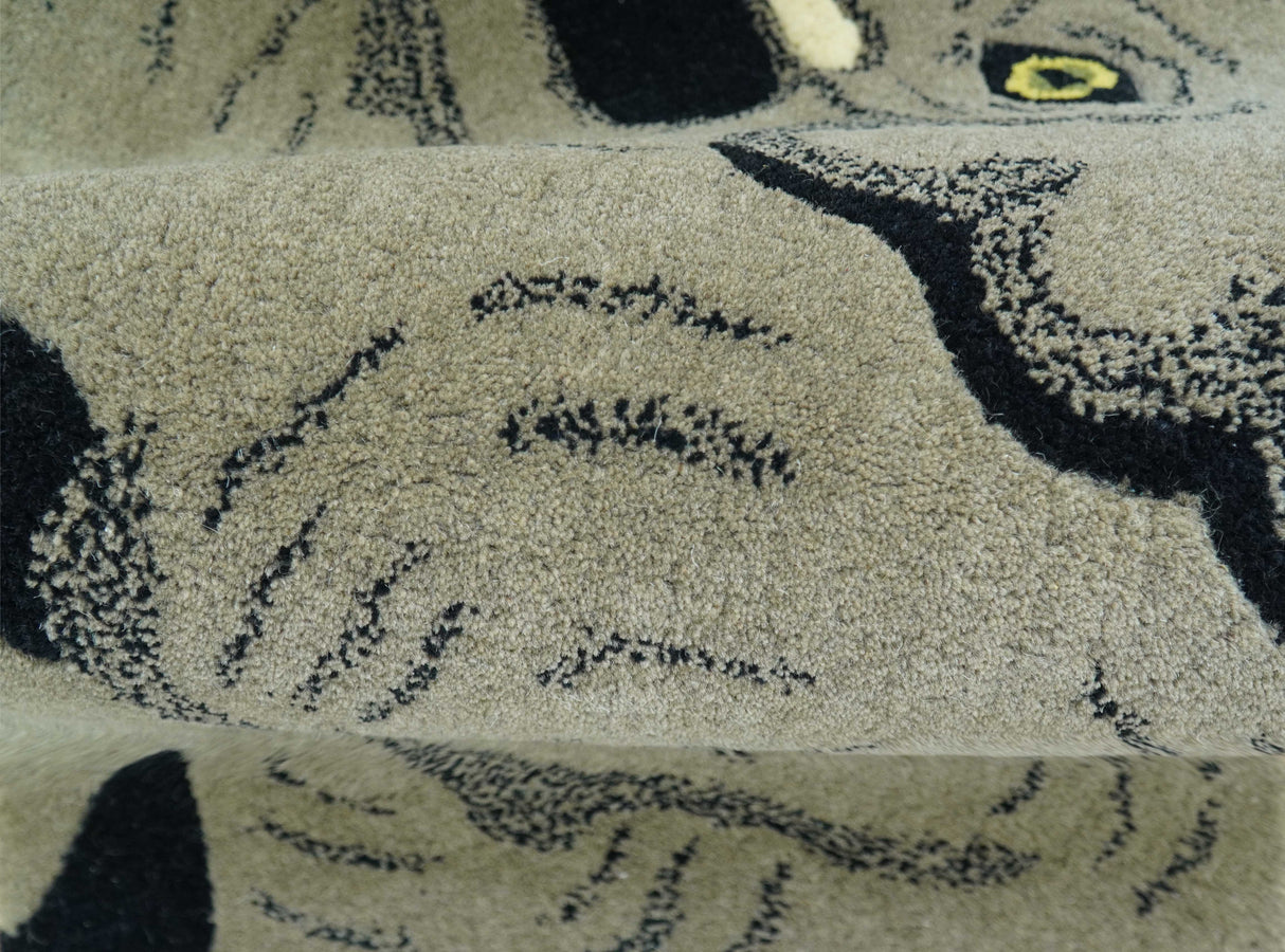 Hand Tufted 2x3 Animal Beige Elephant Wool Area Rug-Parc Decor